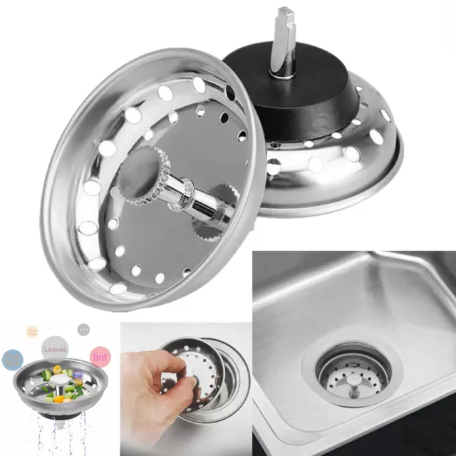 2 Pack Kitchen Sink Drain Stopper Basket Strainer Stainless Steel Waste Plug