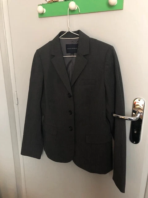 Veste Blazer Femme Caroll Rayures Marron - Taille 38, Occasion En Très Bon état, Style Chic