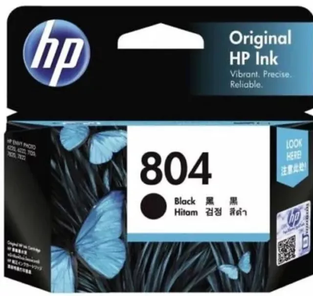 1x Genuine HP804 Black Ink Cartrige for Envy Photo 6220,7120.7822,