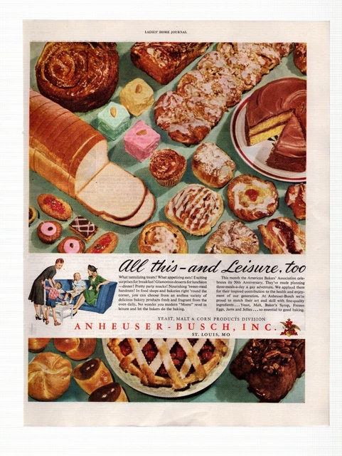 Vintage Print Ad 1947 Anheuser-Busch Inc Yeast Malt Corn Products Division