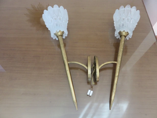 Appliques Torcheres En Verre De Murano Et Laiton Par J.t. Kalmar 1960 Autriche