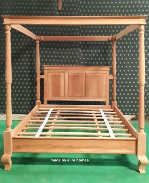 Super King 6' contemporary minimalist four poster mahogany canopy bed himmelbett