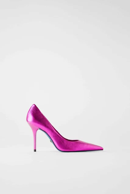 SCARPE CON TACCO In Pelle Metallizzata Fucsia Zara Collection EUR 50 00 PicClick IT