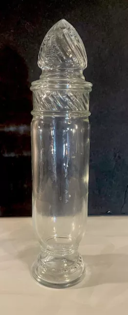 Vintage Apothecary Jar. Marly USA, Clear Glass   10" Height