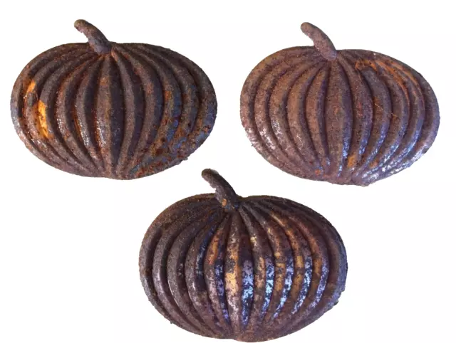 Set/12 Primitive Rusty Tin PUMPKINS 1 7/8" W PUMPKIN Cutouts Cutout Farm Fall