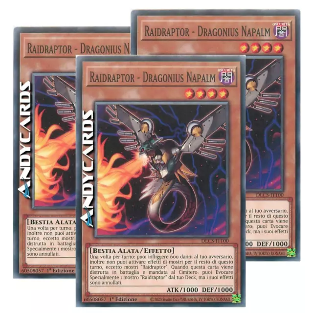 3x RAIDRAPTOR - DRAGONIUS NAPALM • Comune • DLCS IT100 • 1Ed • Yugioh! ANDYCARDS