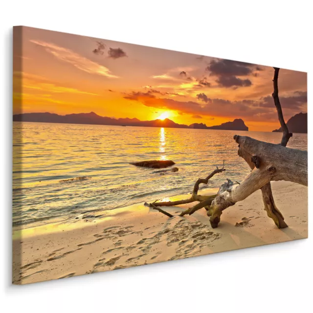 CANVAS Leinwand Bilder XXL Wandbilder Sonnenuntergang Strand NATUR 14291