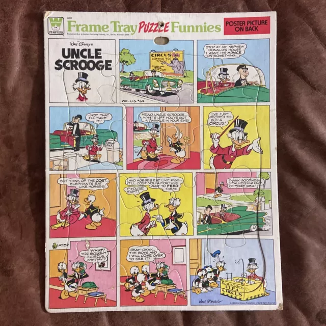 Frame Tray Puzzle UNCLE SCROOGE DISNEY 1961 Flea Circus HTF