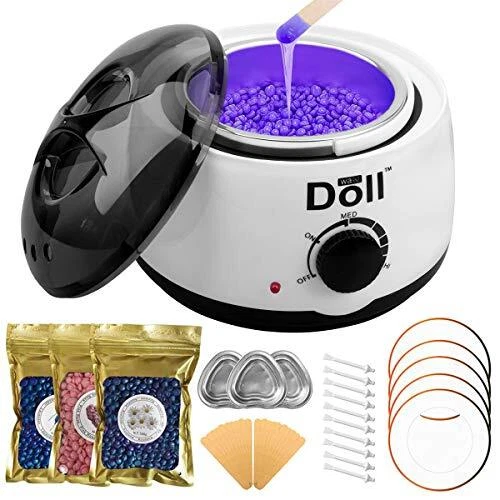 Calentador de cera para depilación, kit de depilación con paquete de 3 granos de cera, 30 cera