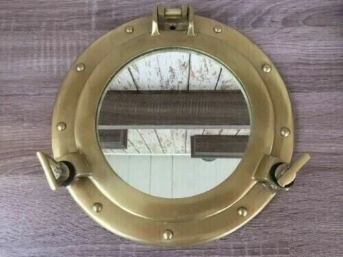 12" Porthole Nautical Maritime Antique Brass Ship Boat Wall Mirror Home Decor