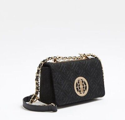 BLACK QUILTED CROSS BODY BAG River Island £32