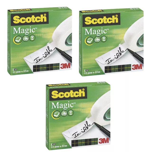 3 x 3M Scotch Magic Tape 810 Klebeband Klebefilm 12 mm x 33 m