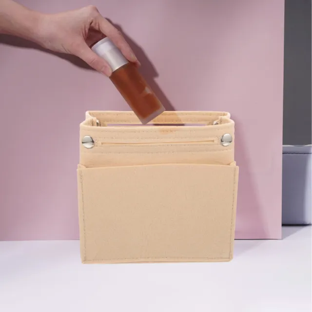 DuneDesign Aufbewahrungstasche Handtaschen Organizer M 27x10x16cm Filz  Einsatz, 27x10x16 cm Innentasche Grau