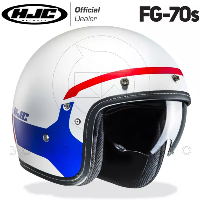 CASQUE JET EN FIBRE CUSTOM MOTORRAD HJC FG-70s LEEIO MC21SF BLANC / ROUGE/BLEU