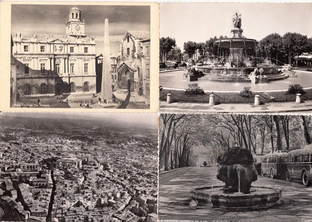Lot of 4 old postcards 10X15cm AIX-EN-PROVENCE