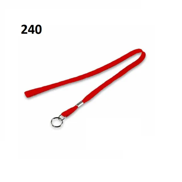 Red lanyards w/ key ring 5/16 inch Woven Poly Flat Cord"/36"  Box of 240