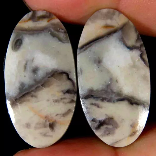 27.20Cts. 100%natural Wave Jasper organic tunnels cab Oval matched pair gemstone