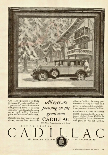 1927 Cadillac Vintage Print Ad All Eyes Are Focusing On The Great New Cadillac