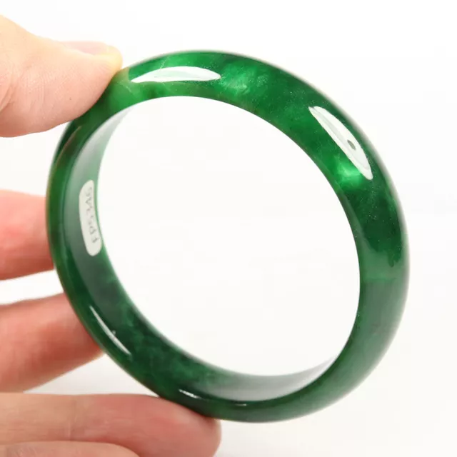 58mm Emerald Green Jadeite Jade Bracelet Bangle Burma Jade Bangle A-F-FP5346