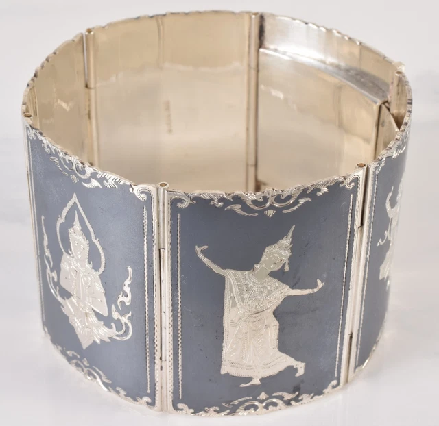 Early 20th Century Siamese Solid Silver Bracelet, 83g - Mongkut King of Siam Era