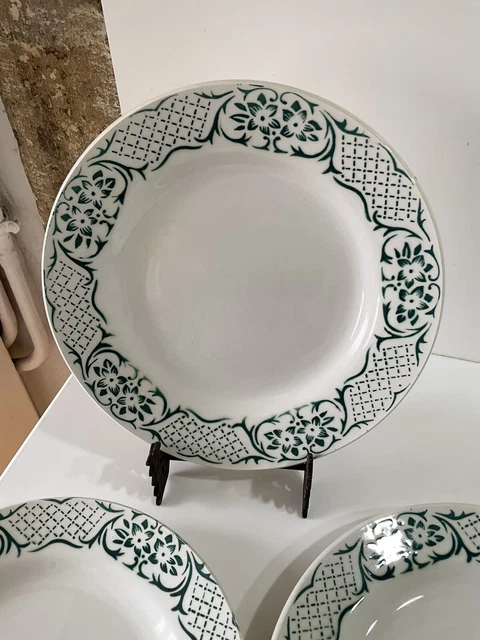 4 Assiettes plates Terre de Fer Digoin service Emde collection deco vintage 2