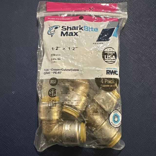 ( 4 pack!) SharkBite 1/2" 90 Degree Elbow  .5 inch PEX COPPER CPVC NEW