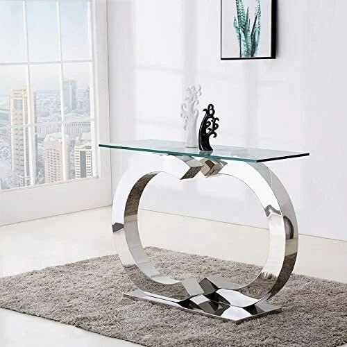 Diseñador Mesa Consola Acero Inox. Templado Vidrio Mesa de Salón Flurtisch