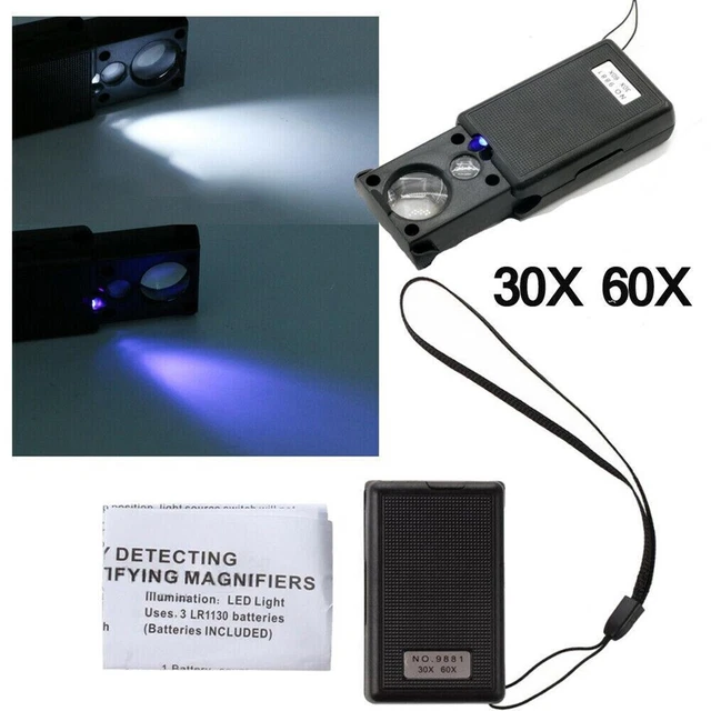 Vetro di ingrandimento per gioielli portatili con luce LED per esame ravvicinato
