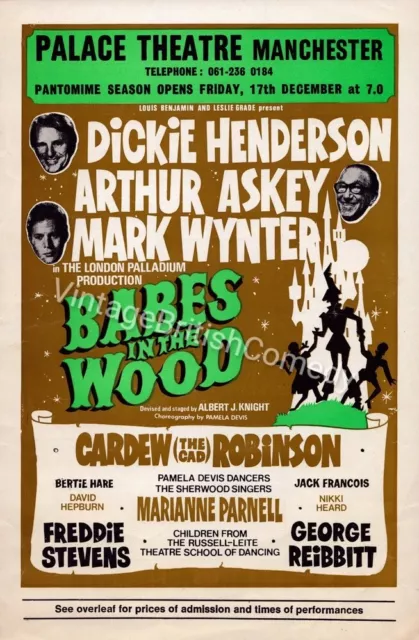 Babes In The Wood - Panto Hand Flyer - Palace, Manchester - Arthur Askey
