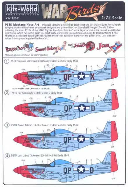 KITS WORLD DECALS 1/72 P-51D MUSTANG NOSE ART 334th Fighter Squadron ...