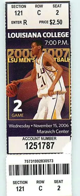 Ticket College Basketball Louisiana College 2006 - 07  11.15 - LSU Tigers