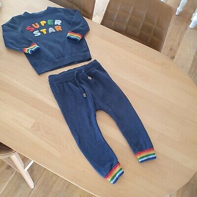 Next Rainbow Super Star Tracksuit Baby Toddler Age 1.5 -2 Years jumper joggers