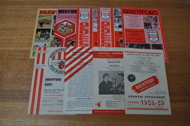 BRENTFORD FC, FOOTBALL programmes, bundle,1958-82, 10 in total £4.99 ...