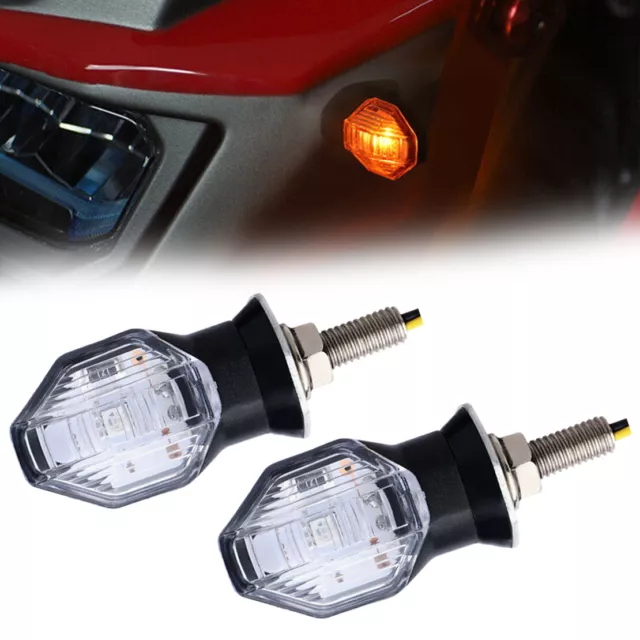 2x Mini Motorcycle LED Turn Signals Blinker Light Indicator Amber Universal Assy