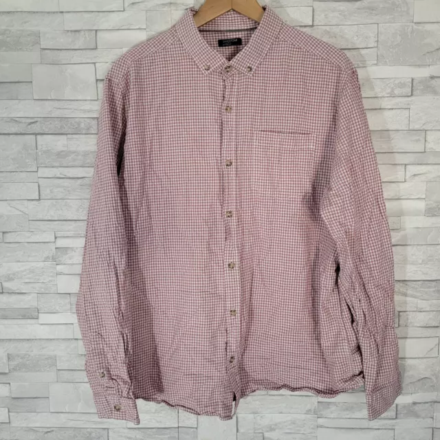 Mens Shirt Pink Check  XL M&CO Long Sleeved Oxford Cotton Casual