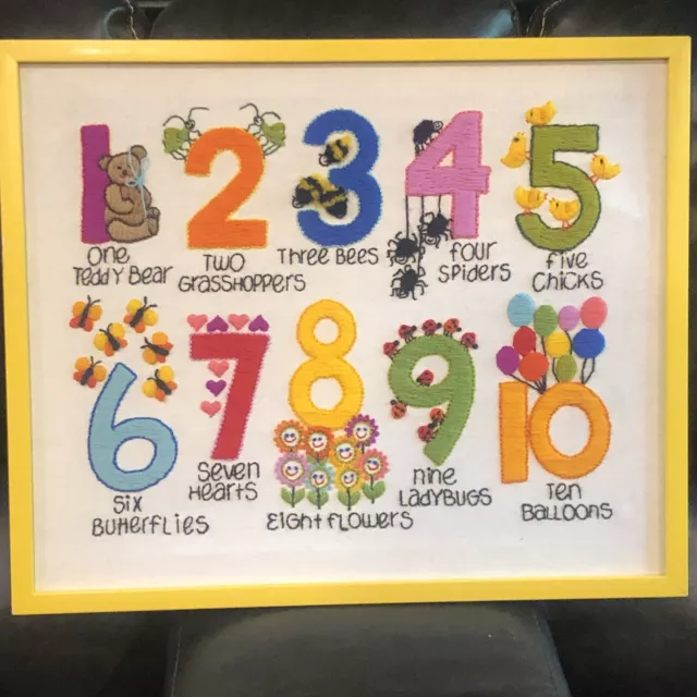 Handmade Nursery Wall Decor Framed Numbers 1-10 Colorful & Bright