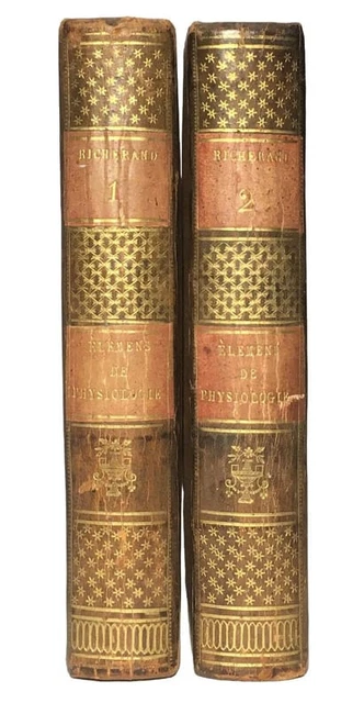Livre Ancien : Nouveaux éléments De Physiologie Par Richerand, 1833, Reliure Cuir + Lettre Manuscrite