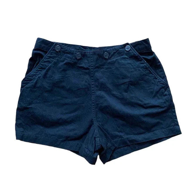 Moda International Black cotton nautical sailor style shorts Womens Size 14