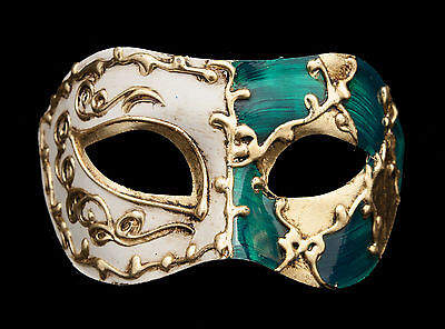 Mask from Venice Colombine Harlequin Green And Golden For Prom Mask 53 V48