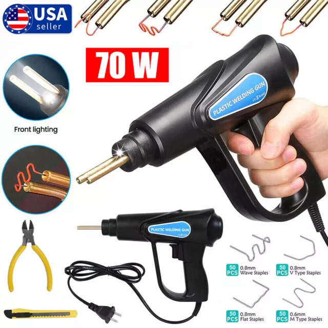 Hot Stapler Gun Plastic Repair Car Bumper Fender Welder Machine Kit &200 Staples