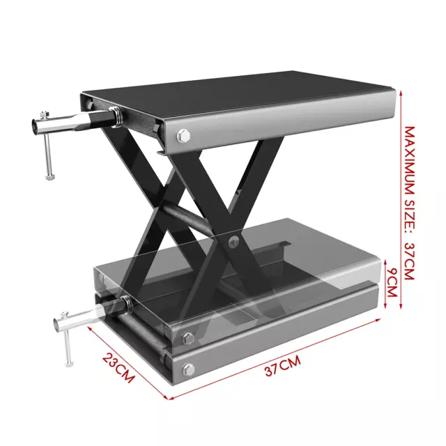 500KG Motorcycle Lift ATV Scissor Jack Dolly 1100 lbs Wide Deck & Hand Crank 2