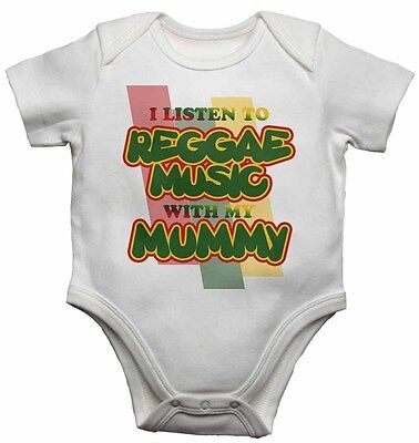 I Listen to Reggae Music With My Mummy - Baby Vests Bodysuits for Boys, Girls