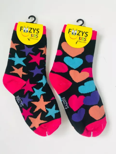 2 Pairs Child Kids Children Hearts and Stars Socks Size 6-8 Age 5-10