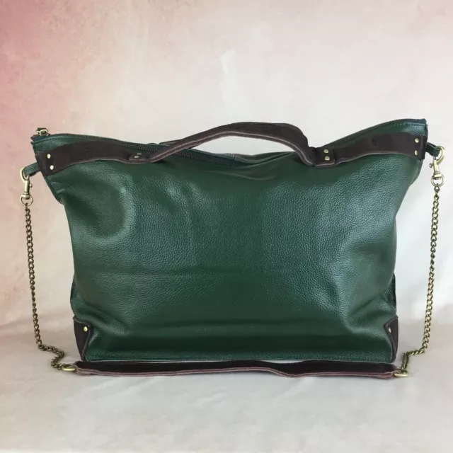 New Genuine A1303 Green & Brown Leather Cross Body Shoulder Bag Purse Handbag