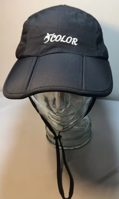 iCOLOR Foldable Black UPF 50+ Sun Cap Fishing Hat No Removable Face & Neck Flaps