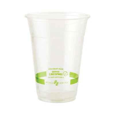 World Centric Pla Clear Cold Cups, 20 Oz, Clear, 1,000/carton CPCS20 WORLD
