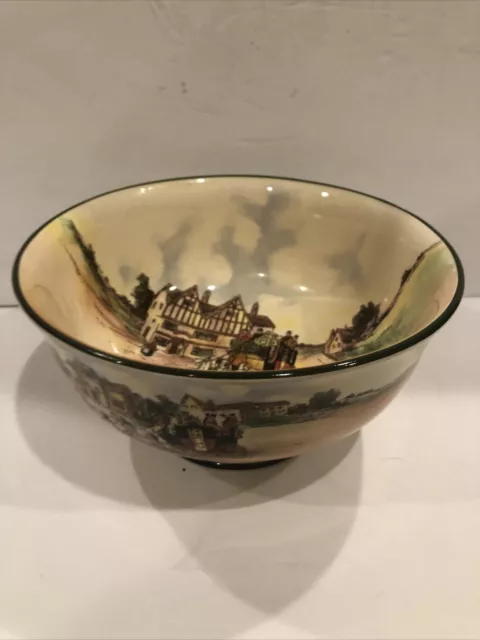 ROYAL DOULTON Old English Coaching Scene Bowl D6393 4” Tall 7 1/2” D EUC