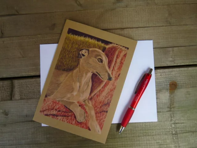 greyhound whippet art dog lovers greeting card can be personalised handmade