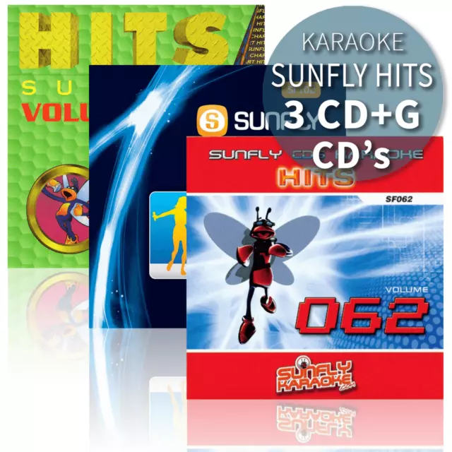 Sunfly Karaoke Hits Triple CDG Set CD+G Discs 45 Chart Hit Tracks Decades Vol 1