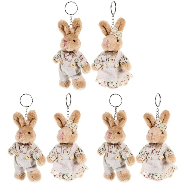 6 Pcs Pendentifs Animaux En Peluche porte-clés lapin Lapin Décor De Voiture Sacs